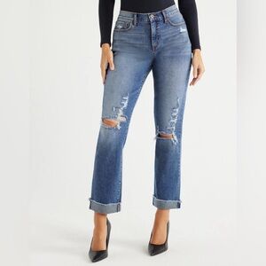 Sofia Jeans Women's Beatrix Slouchy Boyfriend Mid Rise Distressed Jeans, 27"